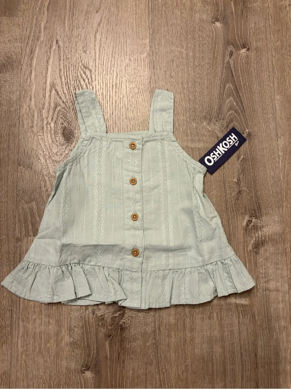 OshKosh B'gosh Baby Girl Button-Down Peplum Tank Top - Green- NWT